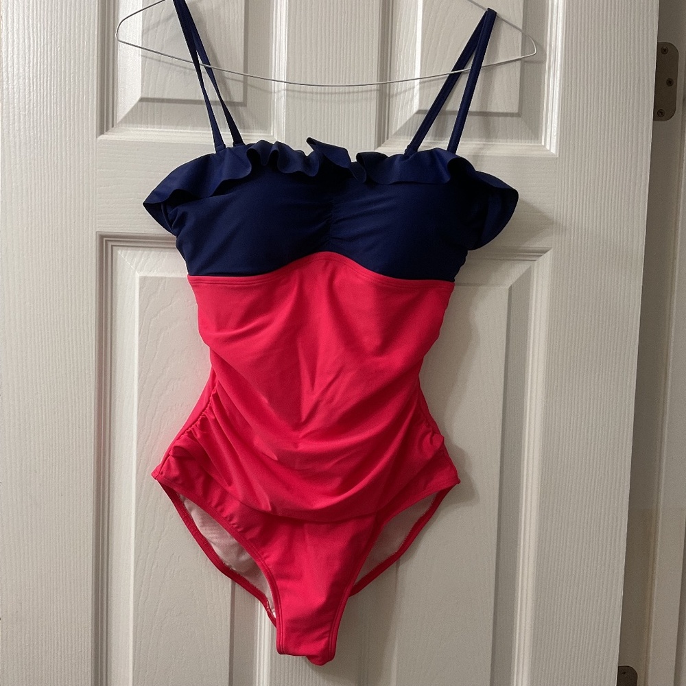 Boden Navy and Pink One Piece Swimsuit